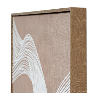 Side profile showing the depth of the wooden frame and the textured beige canvas.