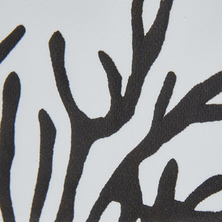 Detail shot of the artwork showing the black, textured coral silhouette against the white background.