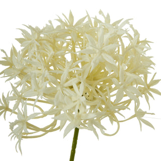 Detailed view of the artificial cream allium head, showing the texture of the spiky florets.