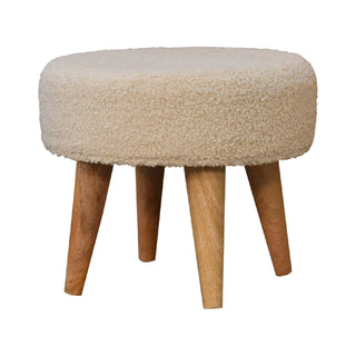 Lucidora - Cream Boucle Petite Footstool - Footstools