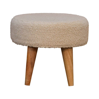 Lucidora - Cream Boucle Petite Footstool - Footstools