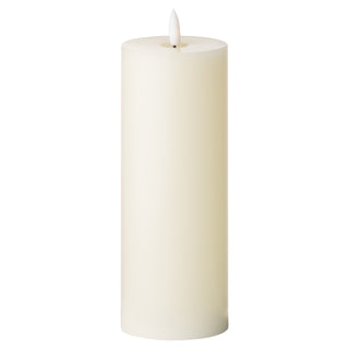 Cream LED flameless pillar candle, plain front-on studio shot.