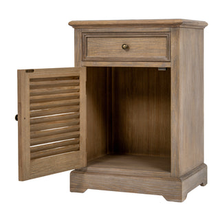 Delphine chest with the louvred door open, revealing the internal storage cupboard.