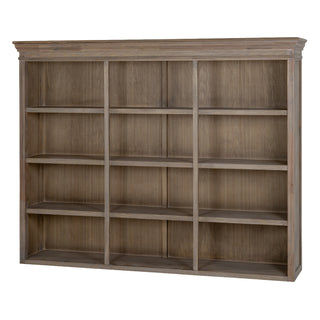 Plain front-on studio shot of the light wood dresser top unit showing 12 open storage sections.