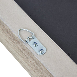 Metal D-ring hanging fixture attached to the back of the rustic A3 frame.