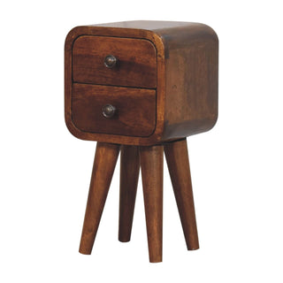 Lucidora - Extra Mini Curved Chestnut Bedside - Bedside Cabinets