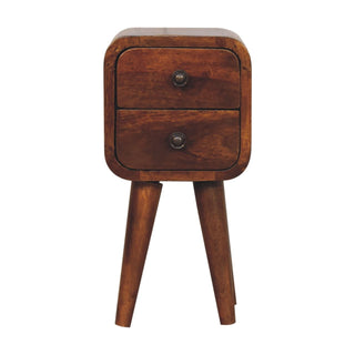 Lucidora - Extra Mini Curved Chestnut Bedside - Bedside Cabinets