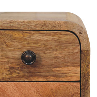 Lucidora - Extra Mini Curved Oak - ish Bedside - Bedside Cabinets