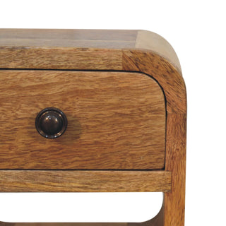 Lucidora - Extra Mini Oak - ish Curve Lower Bedside - Bedside Cabinets