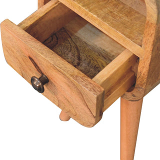 Lucidora - Extra Mini Oakish Curve Open Slot Bedside - Bedside Cabinets