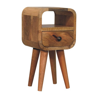 Lucidora - Extra Mini Oakish Curve Open Slot Bedside - Bedside Cabinets