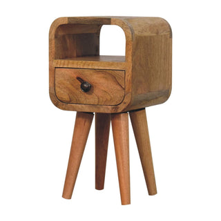Lucidora - Extra Mini Oakish Curve Open Slot Bedside - Bedside Cabinets