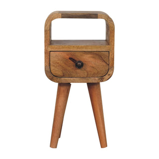 Lucidora - Extra Mini Oakish Curve Open Slot Bedside - Bedside Cabinets