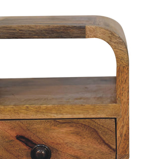 Lucidora - Extra Mini Oakish Curve Open Slot Bedside - Bedside Cabinets