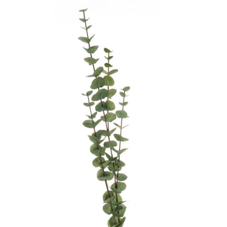 Plain front-on product shot of the artificial eucalyptus spray with round grey-green leaves.