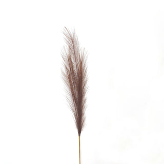 Single faux pampas grass stem in taupe, showing the fluffy brown plume and thin stem, against a white background.
