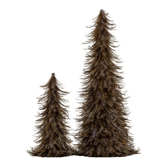 Two feather trees of differing heights shown together on a white background.
