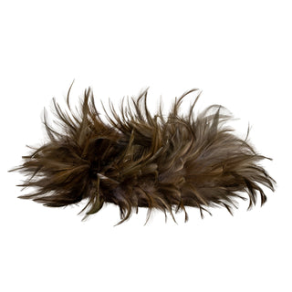 Segment of the feather wreath material showing the volume and fluffy, spiky dark brown feathers.