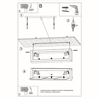 Step-by-step technical instructions for mounting and wiring the ceiling light fixture.