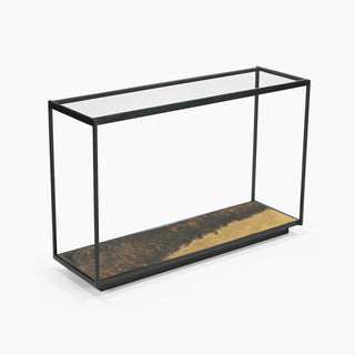 Lucidora - Galaxy Iron Console Table With Glass Top - Console Tables