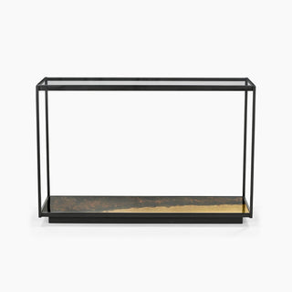 Lucidora - Galaxy Iron Console Table With Glass Top - Console Tables