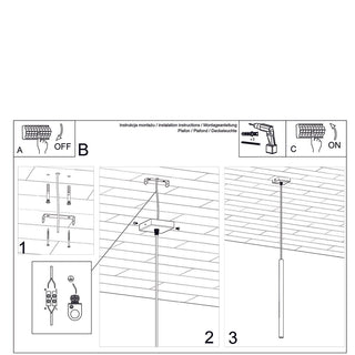 Technical diagram illustrating the step-by-step process for mounting and wiring the ceiling light fixture.