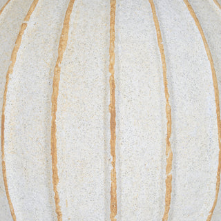 Detailed view of the coarse, speckled beige surface and the contrasting raised vertical ribbing.