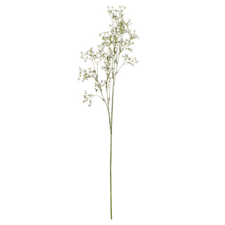Full view of the artificial gypsophila spray, showing the long stem and branching white flowers.