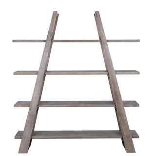 Four-shelf apex unit in light weathered wood, shown front-on against a white background.