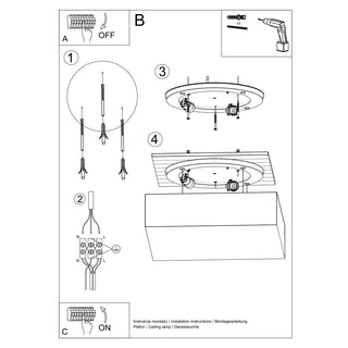 Diagram illustrating the wiring connections and mounting process for the light fitting.