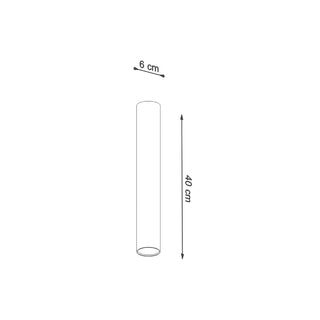 Technical drawing showing the cylindrical light fitting dimensions: 40 cm length and 6 cm diameter.