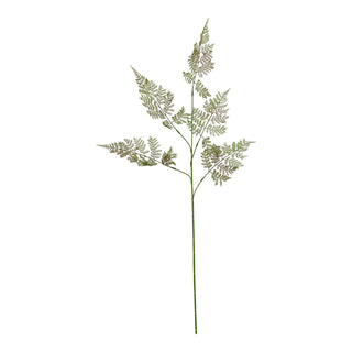 Artificial bracken fern spray with delicate green and reddish-brown fronds, shown full length on white.