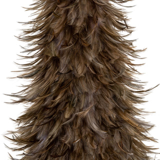 Detailed vertical crop highlighting the rich texture and varying shades of the brown feathers.