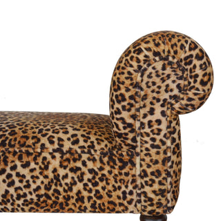 Lucidora - Leopard Print Velvet Bench - Entryway Benches