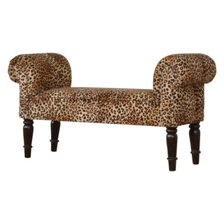 Lucidora - Leopard Print Velvet Bench - Entryway Benches