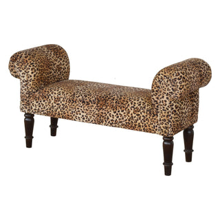 Lucidora - Leopard Print Velvet Bench - Entryway Benches