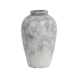 Lucidora - Aged Stone Tall Ceramic Vase - Globular Vases