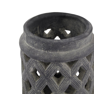 Lucidora - Amalfi Grey Large Lattice Lantern - Candle Holders