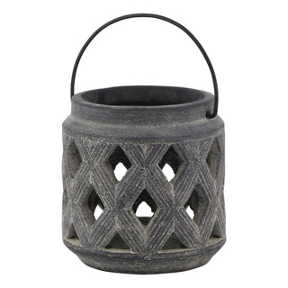 Lucidora - Amalfi Grey Lattice Lantern - Candle Holders