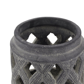 Lucidora - Amalfi Grey Lattice Lantern - Candle Holders
