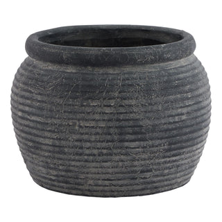 Lucidora - Amalfi Grey Rimmed Large Plant Pot - Planters