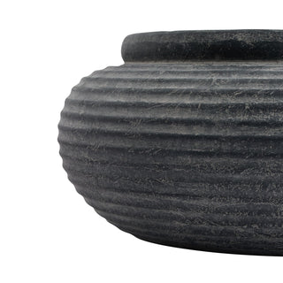 Lucidora - Amalfi Grey Round Ribbed Planter - Planters