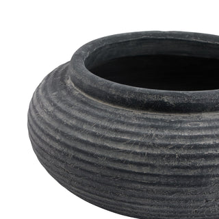 Lucidora - Amalfi Grey Round Ribbed Planter - Planters