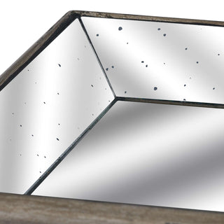 Lucidora - Astor Distressed Mirrored Tray With Wooden Detailing - Decorative Trays
