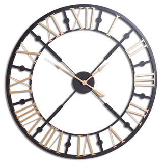 Lucidora - Black And Gold Skeleton Clock - Wall Clocks