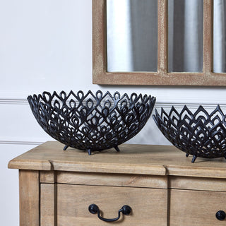 Lucidora - Black Cast Large Lattice Bowl - Decorative Bowls