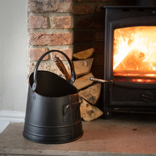 Lucidora - Black Coal Bucket with Teak Handle Shovel - Buckets & Hods