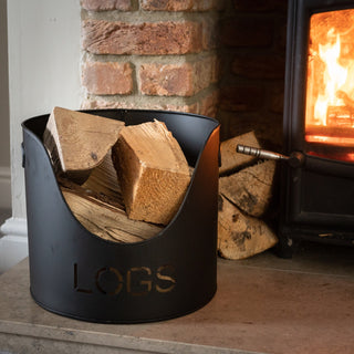 Lucidora - Black Finish Logs And Kindling Buckets & Matchstick Holder - Buckets & Hods