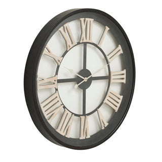 Lucidora - Black Framed Skeleton Clock With White Roman Numerals - Wall Clocks