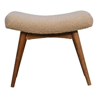 Lucidora - Boucle Cream Curved Bench - Entryway Benches